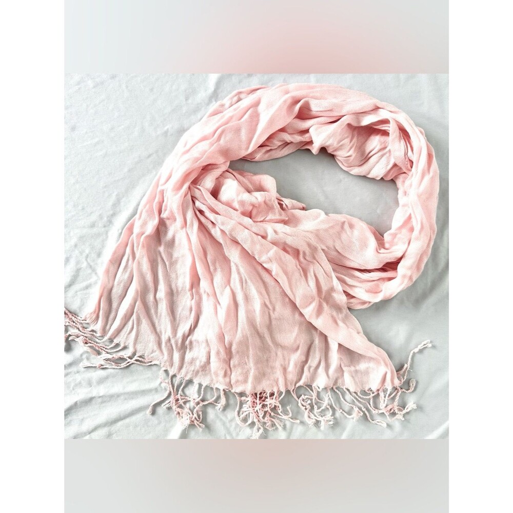Ashley Cooper Scarf β 100% Viscose Soft Lightweight Blush Pink Wrap with Fringe